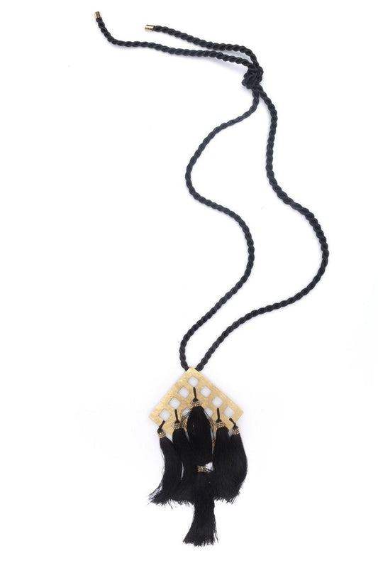Buy Buffed Brass Tassel Necklace in Gold Online Gold