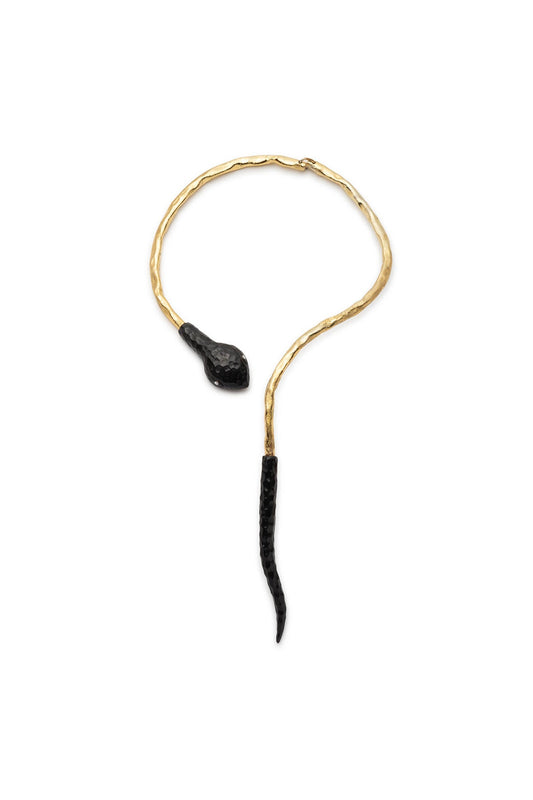 Gold Plated Brass Snake Necklace Gold