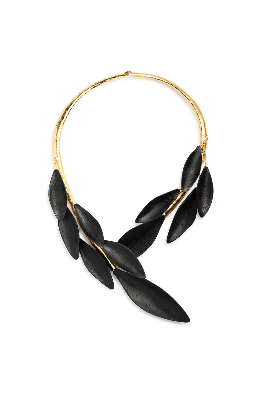 Buy Acacia Wood Choker Necklace in Black Online Black