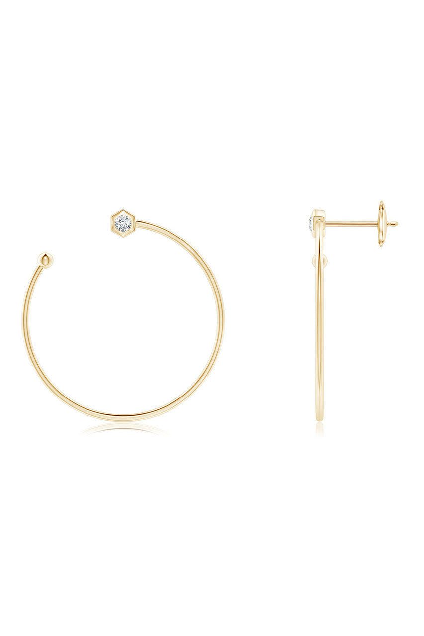 Buy Indochine 14k Small Diamond Side-Facing Open Hoop Earrings in 14K Yellow Gold Online 14K Yellow Gold