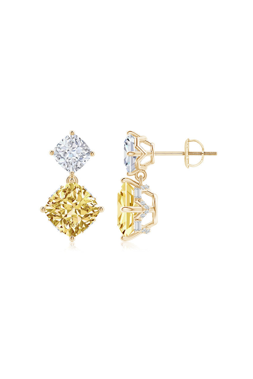 Buy Orient Express Lab-Grown 14K Gold with Yellow & White Diamond Two Stone Earrings in 14K Yellow Gold Online 14K Yellow Gold