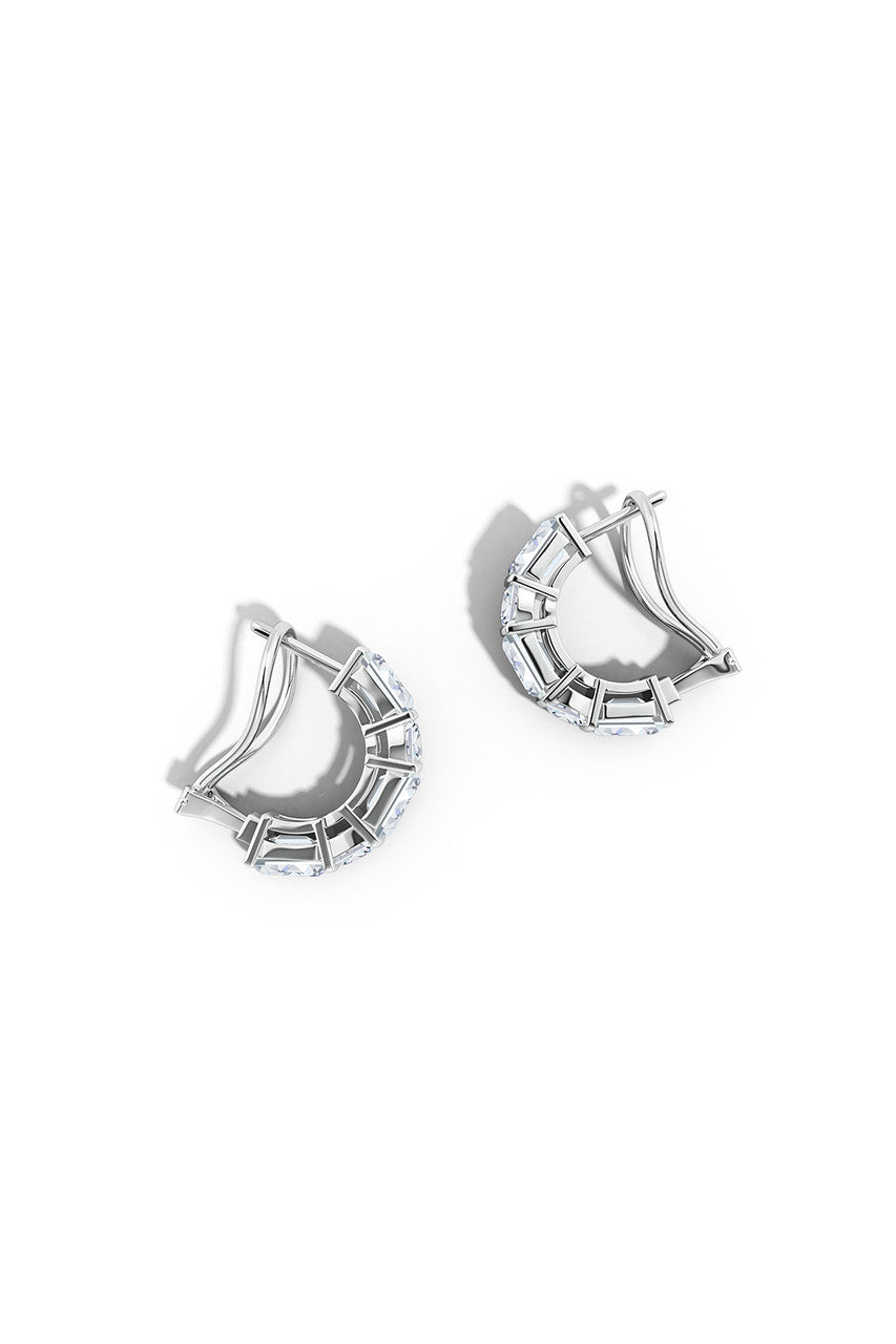 Buy Orient Express Lab-Grown 14K Gold Emerald Cut & Cushion Diamond Half Hoop Earrings in 14K White Gold Online 14K White Gold