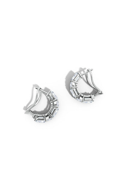 Buy Orient Express Lab-Grown 14K Gold Emerald Cut & Cushion Diamond Half Hoop Earrings in 14K White Gold Online 14K White Gold