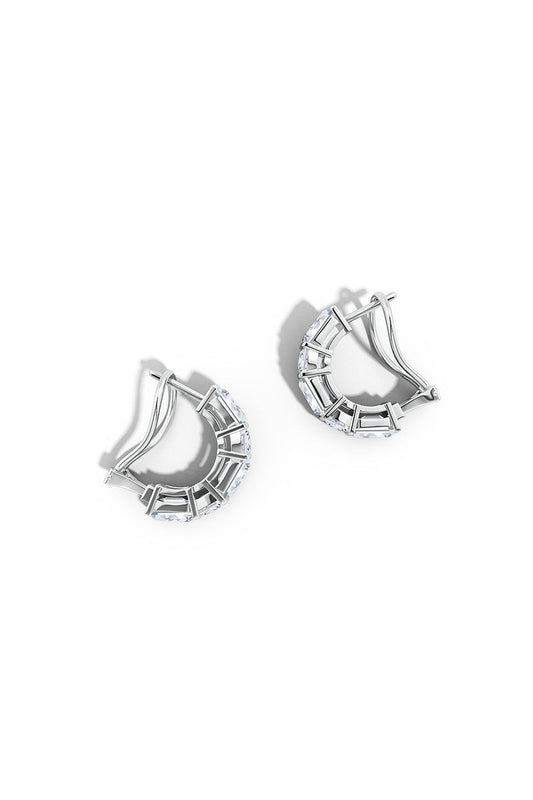 Buy Orient Express Lab-Grown 14K Gold Emerald Cut & Cushion Diamond Half Hoop Earrings in 14K White Gold Online 14K White Gold