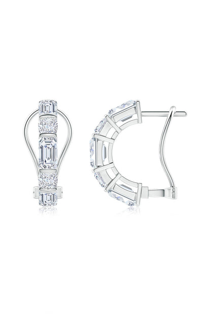 Buy Orient Express Lab-Grown 14K Gold Emerald Cut & Cushion Diamond Half Hoop Earrings in 14K White Gold Online 14K White Gold