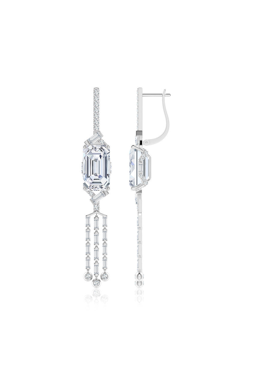 Buy Orient Express Lab-Grown 14K Gold Emerald Cut & Baguette Diamond Tassel Drop Earrings in 14K White Gold Online 14K White Gold