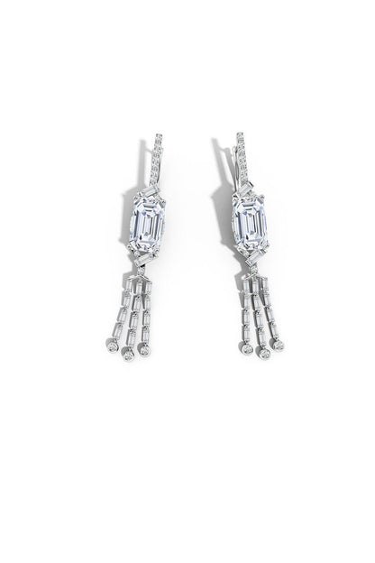 Buy Orient Express Lab-Grown 14K Gold Emerald Cut & Baguette Diamond Tassel Drop Earrings in 14K White Gold Online 14K White Gold