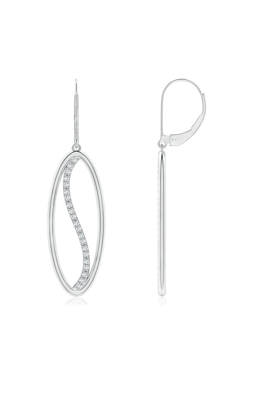 Buy Shangri-La Elliptical Yin-Yang 14K Gold and Diamond Medium Leverback Earrings in 14K White Gold Online 14K White Gold