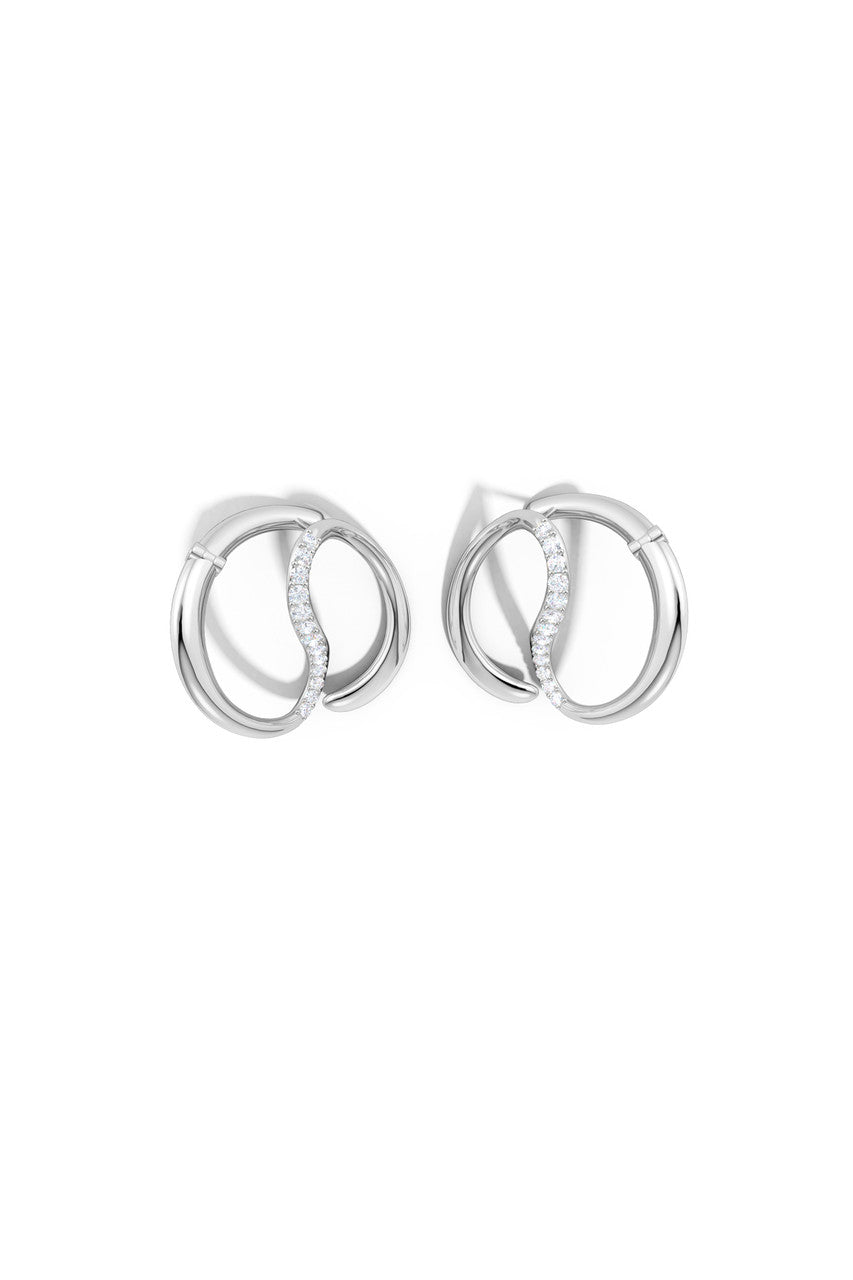Buy Shangri-La Yin-Yang 14K Gold and Diamond Large Button Stud Earrings in 14K White Gold Online 14K White Gold