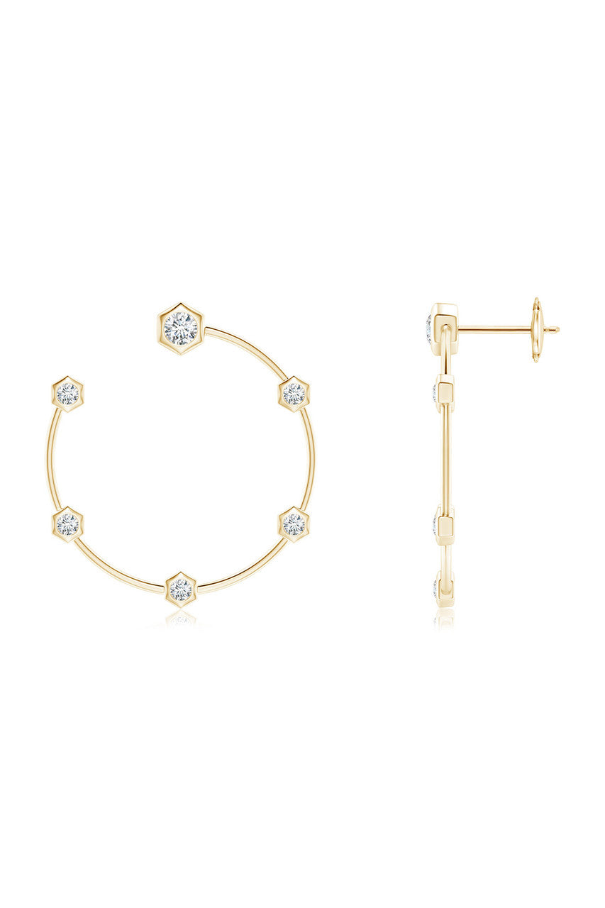 Buy Indochine 14k Small 6-Diamond Side-Facing Open Hoop Earrings in 14K Yellow Gold Online 14K Yellow Gold
