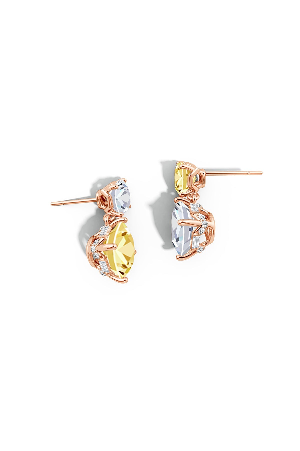 Buy Orient Express Lab-Grown 14K Gold with Yellow & White Diamond Two Stone Earrings in 14K Rose Gold Online 14K Rose Gold
