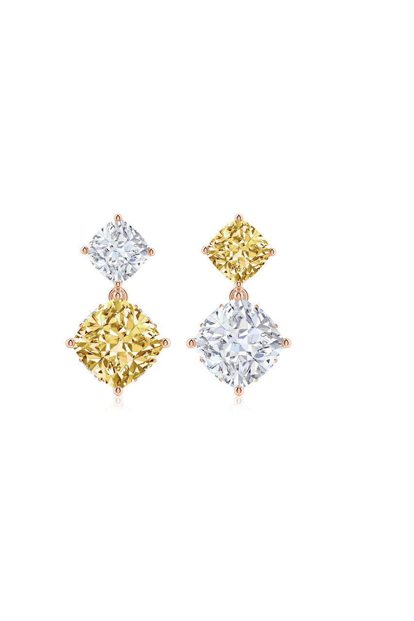 Buy Orient Express Lab-Grown 14K Gold with Yellow & White Diamond Two Stone Earrings in 14K Rose Gold Online 14K Rose Gold