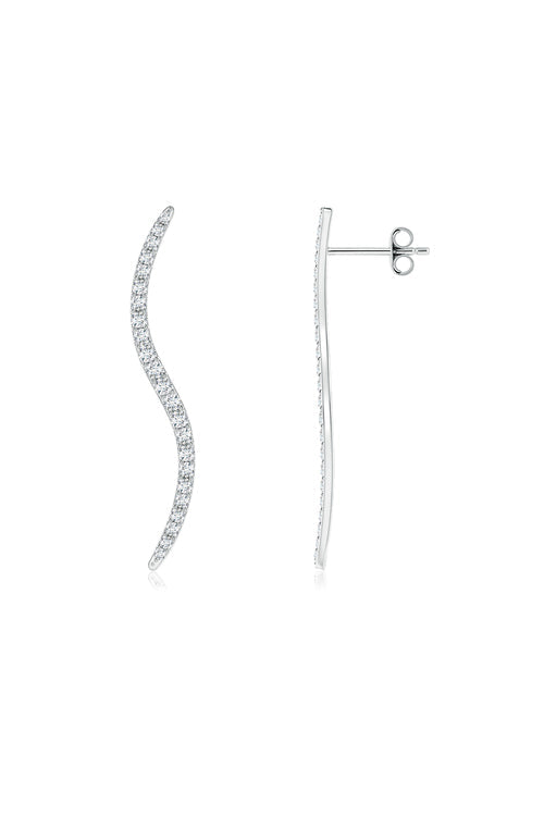 Buy Shangri-La Brushstroke 14k Gold and Diamond Medium Stud Earrings in 14K White Gold Online 14K White Gold