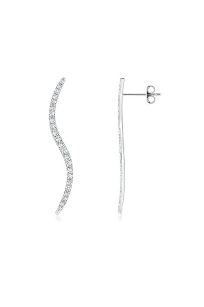 Buy Shangri-La Brushstroke 14k Gold and Diamond Medium Stud Earrings in 14K White Gold Online 14K White Gold