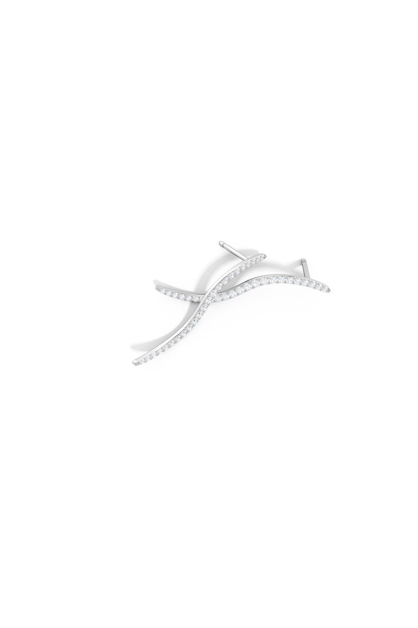 Buy Shangri-La Brushstroke 14k Gold and Diamond Medium Stud Earrings in 14K White Gold Online 14K White Gold