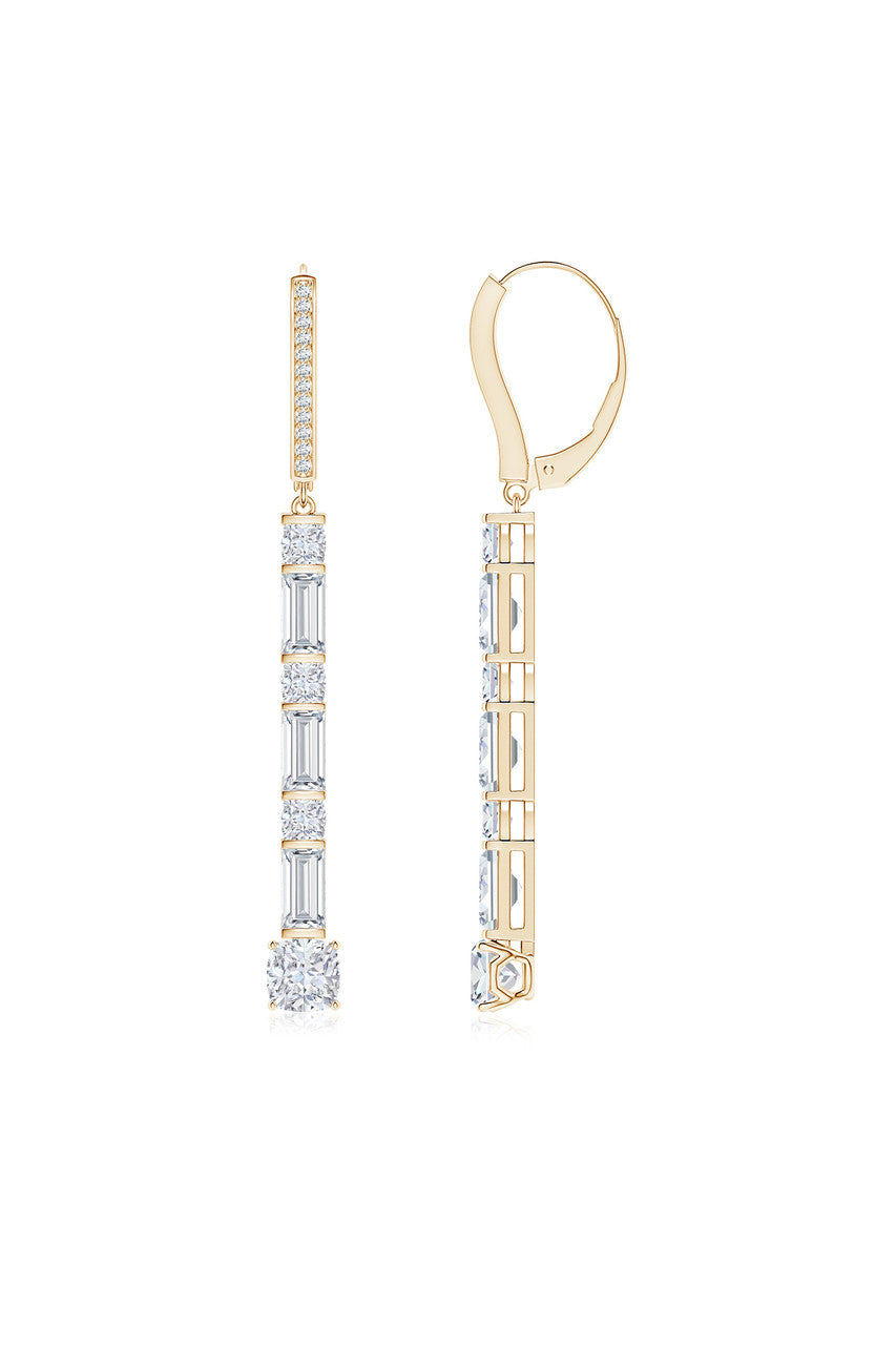 Buy Orient Express Lab-Grown 14K Gold Baguette & Cushion Diamond Long Drop Earrings in 14K Yellow Gold Online 14K Yellow Gold