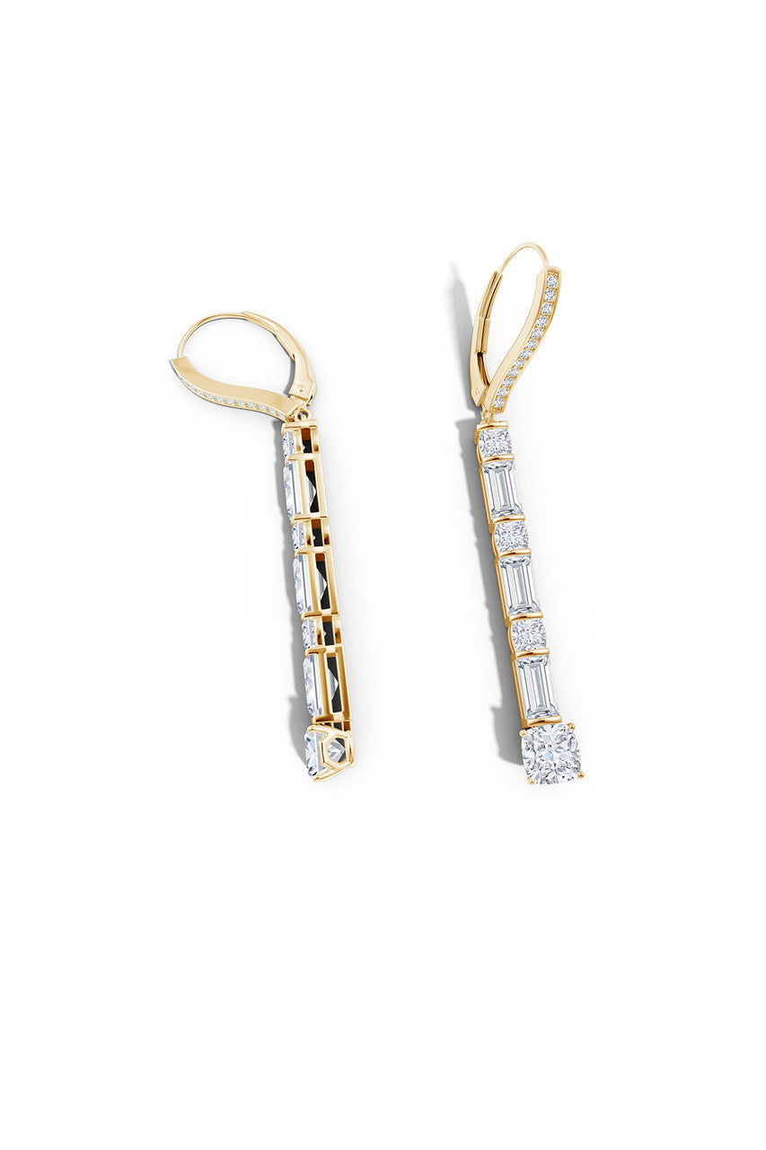 Buy Orient Express Lab-Grown 14K Gold Baguette & Cushion Diamond Long Drop Earrings in 14K Yellow Gold Online 14K Yellow Gold
