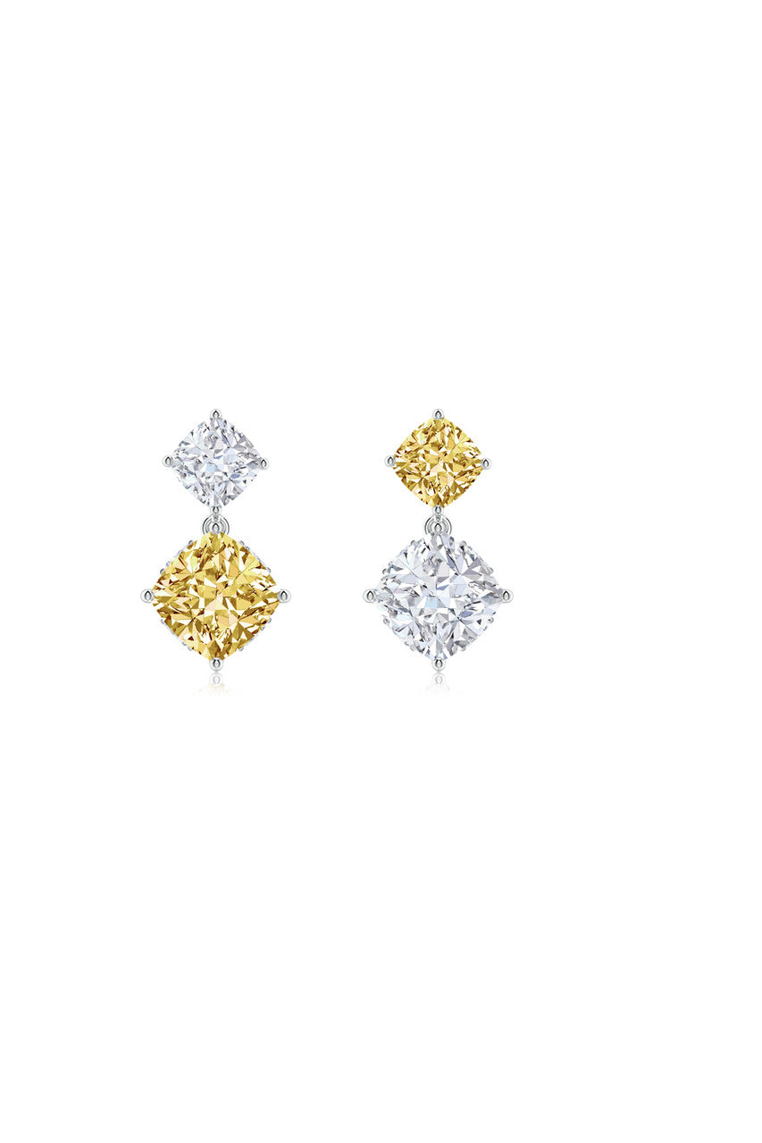 Buy Orient Express Lab-Grown 14K Gold with Yellow & White Diamond Two Stone Earrings in 14K White Gold Online 14K White Gold