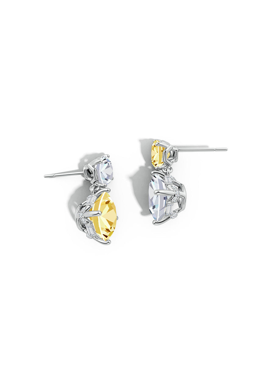 Buy Orient Express Lab-Grown 14K Gold with Yellow & White Diamond Two Stone Earrings in 14K White Gold Online 14K White Gold