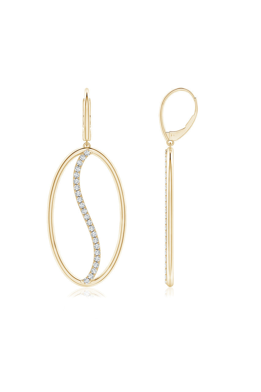 Buy Shangri-La Elliptical Yin-Yang 14K-Gold and Diamond Large Leverback Earrings in 14K Yellow Gold Online 14K Yellow Gold