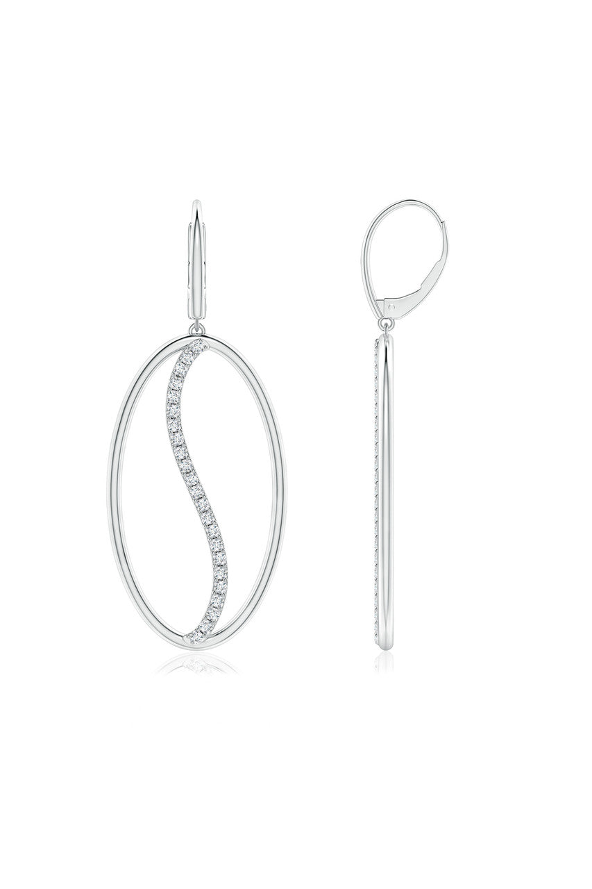 Buy Shangri-La Elliptical Yin-Yang 14K-Gold and Diamond Large Leverback Earrings in 14K White Gold Online 14K White Gold