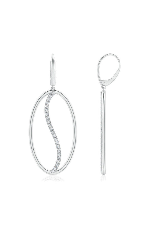 Buy Shangri-La Elliptical Yin-Yang 14K-Gold and Diamond Large Leverback Earrings in 14K White Gold Online 14K White Gold