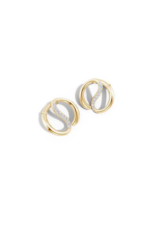 Buy Shangri-La Yin-Yang 14K Gold and Diamond Medium Button Stud Earrings in 14K Yellow Gold Online 14K Yellow Gold