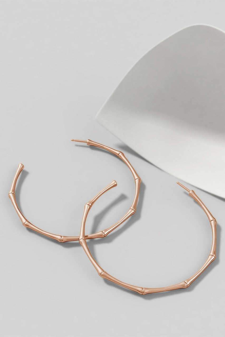 Buy Indochine 14k Large 2.75 Inch Bamboo Hoops in 14K Rose Gold Online 14K Rose Gold