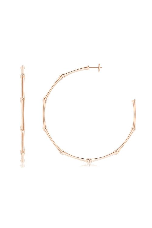 Buy Indochine 14k Large 2.75 Inch Bamboo Hoops in 14K Rose Gold Online 14K Rose Gold