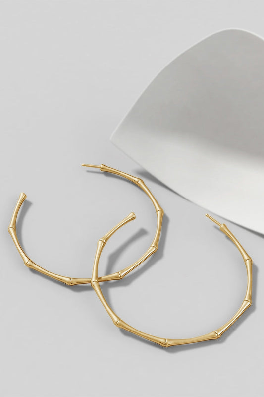 Buy Indochine 14k Large 2.75 Inch Bamboo Hoops in 14K Yellow Gold Online 14K Yellow Gold