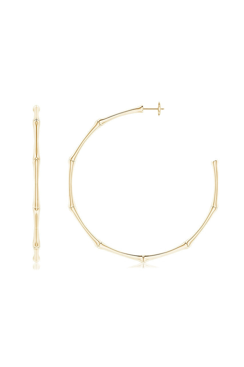 Buy Indochine 14k Large 2.75 Inch Bamboo Hoops in 14K Yellow Gold Online 14K Yellow Gold