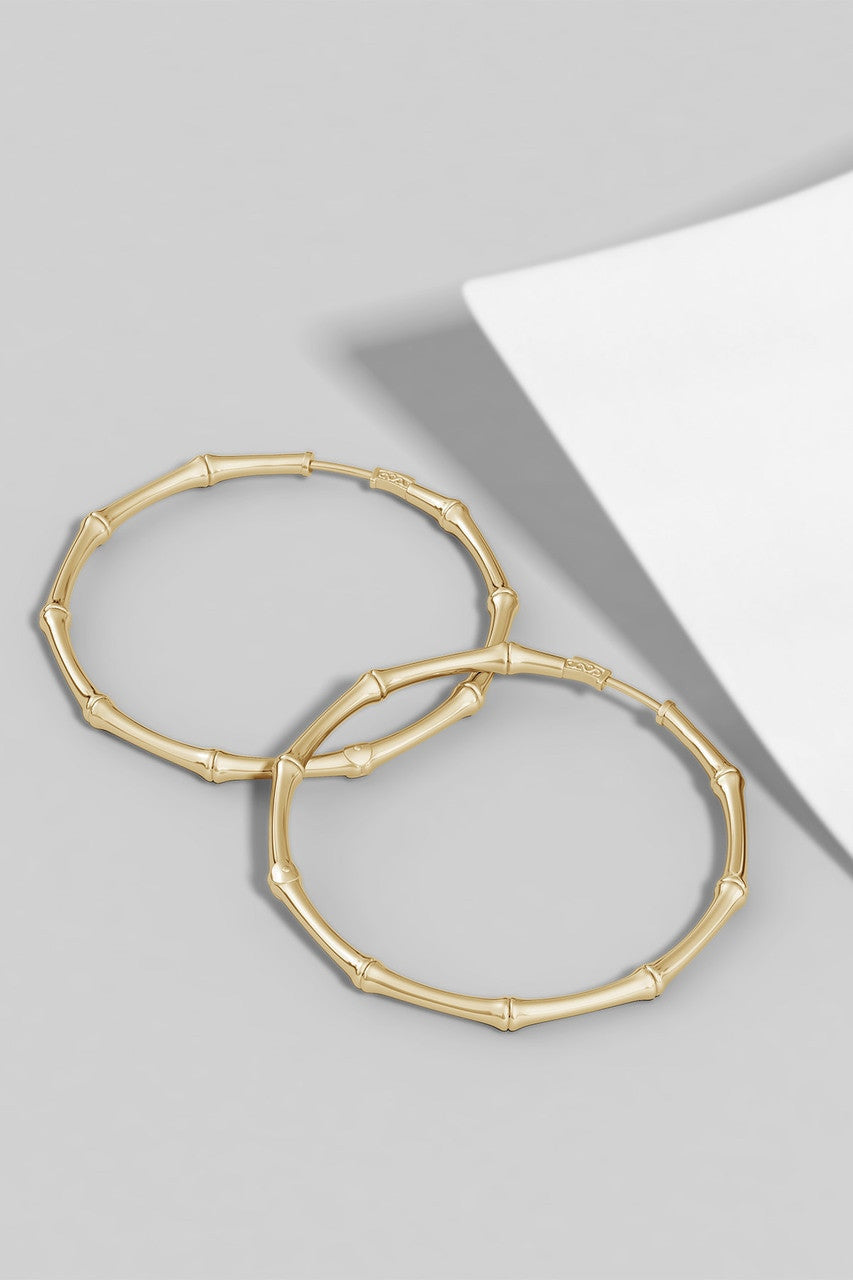 Buy Indochine 14k Medium Bamboo Full Circle Hoop Earrings in 14K Yellow Gold Online 14K Yellow Gold