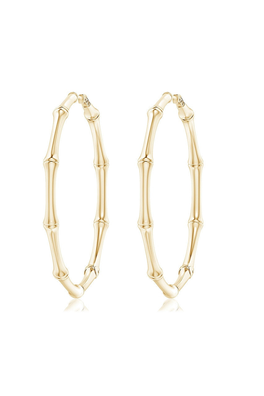 Buy Indochine 14k Medium Bamboo Full Circle Hoop Earrings in 14K Yellow Gold Online 14K Yellow Gold