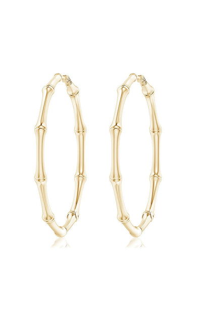 Buy Indochine 14k Medium Bamboo Full Circle Hoop Earrings in 14K Yellow Gold Online 14K Yellow Gold