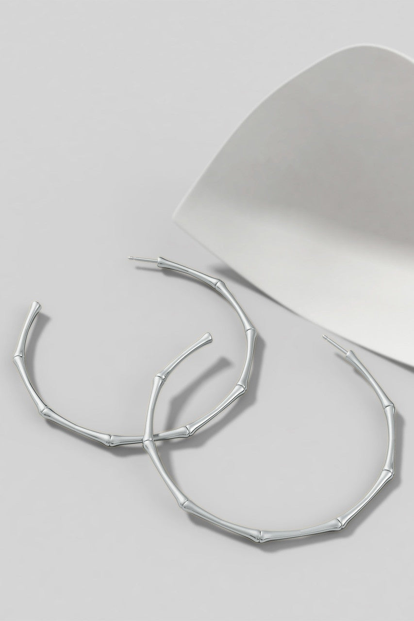 Buy Indochine 14k Large 2.75 Inch Bamboo Hoops in 14K White Gold Online 14K White Gold