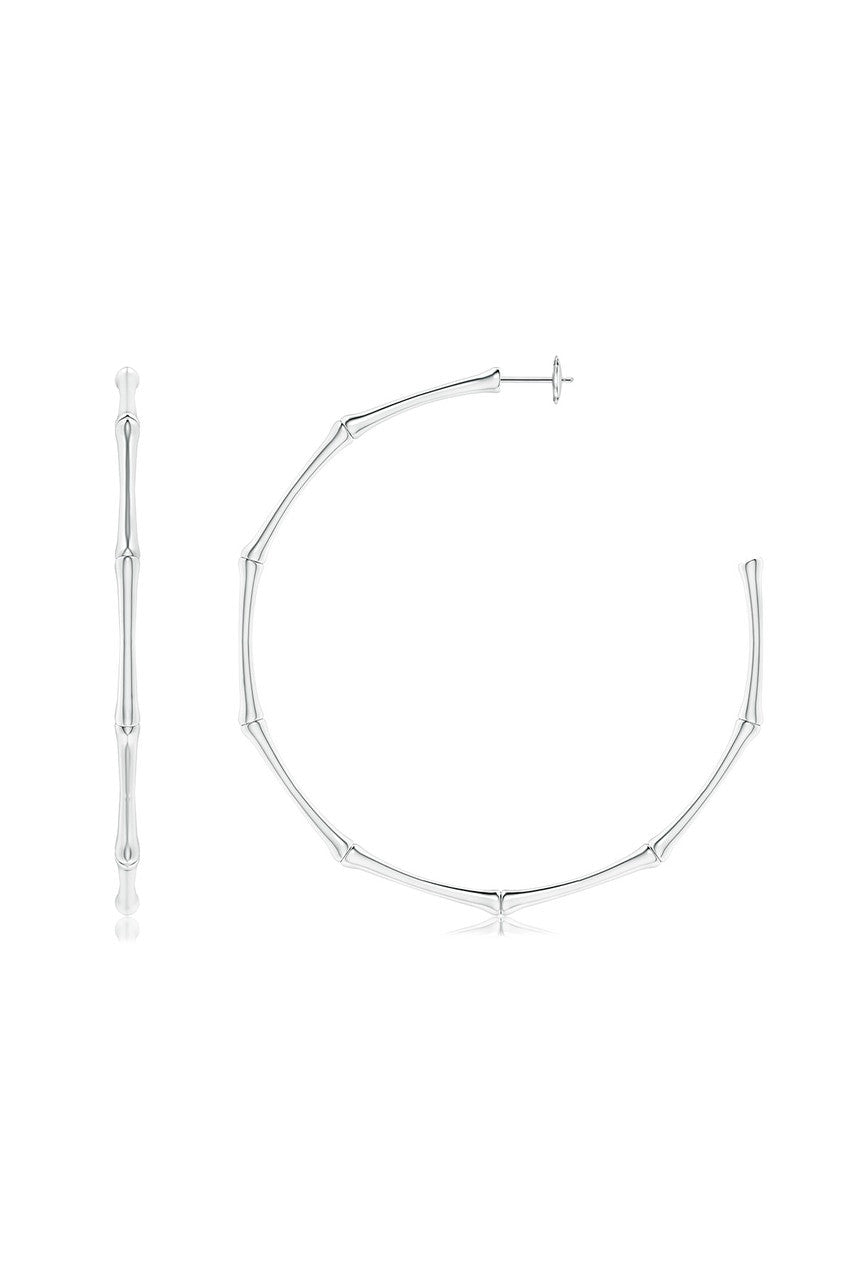 Buy Indochine 14k Large 2.75 Inch Bamboo Hoops in 14K White Gold Online 14K White Gold