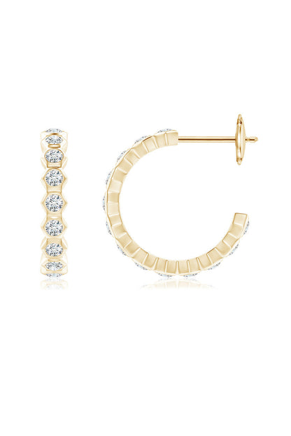 Buy Indochine 14k Small Stacked Hexagon Diamond J-Hoop Earrings in 14K Yellow Gold Online 14K Yellow Gold