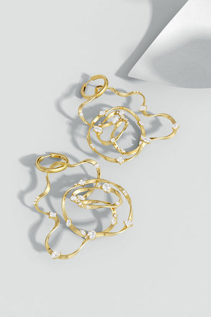 Buy Runway Collection Sakura White Topaz Giant Gold Hoop Earrings in 14K Yellow Gold Online 14K Yellow Gold