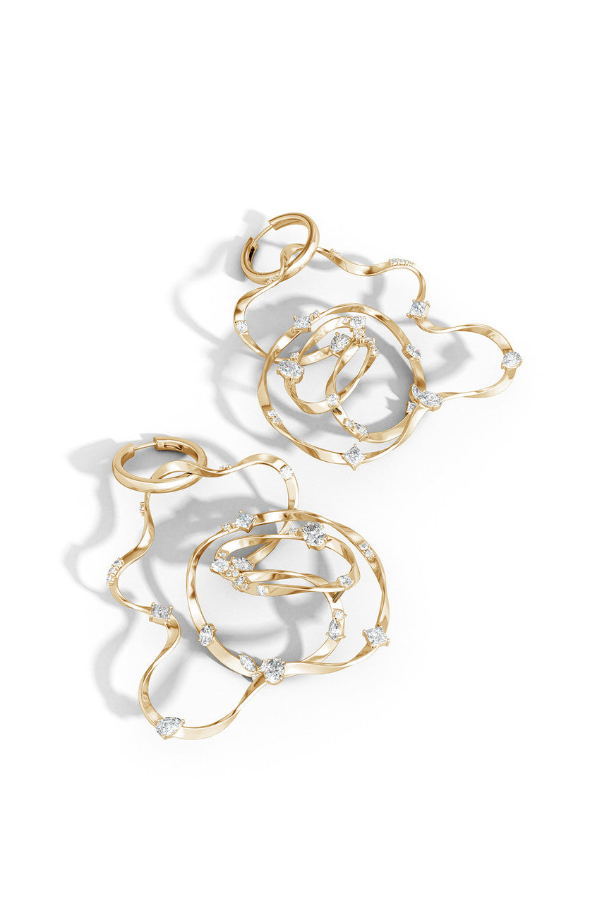 Buy Runway Collection Sakura White Topaz Giant Gold Hoop Earrings in 14K Yellow Gold Online 14K Yellow Gold