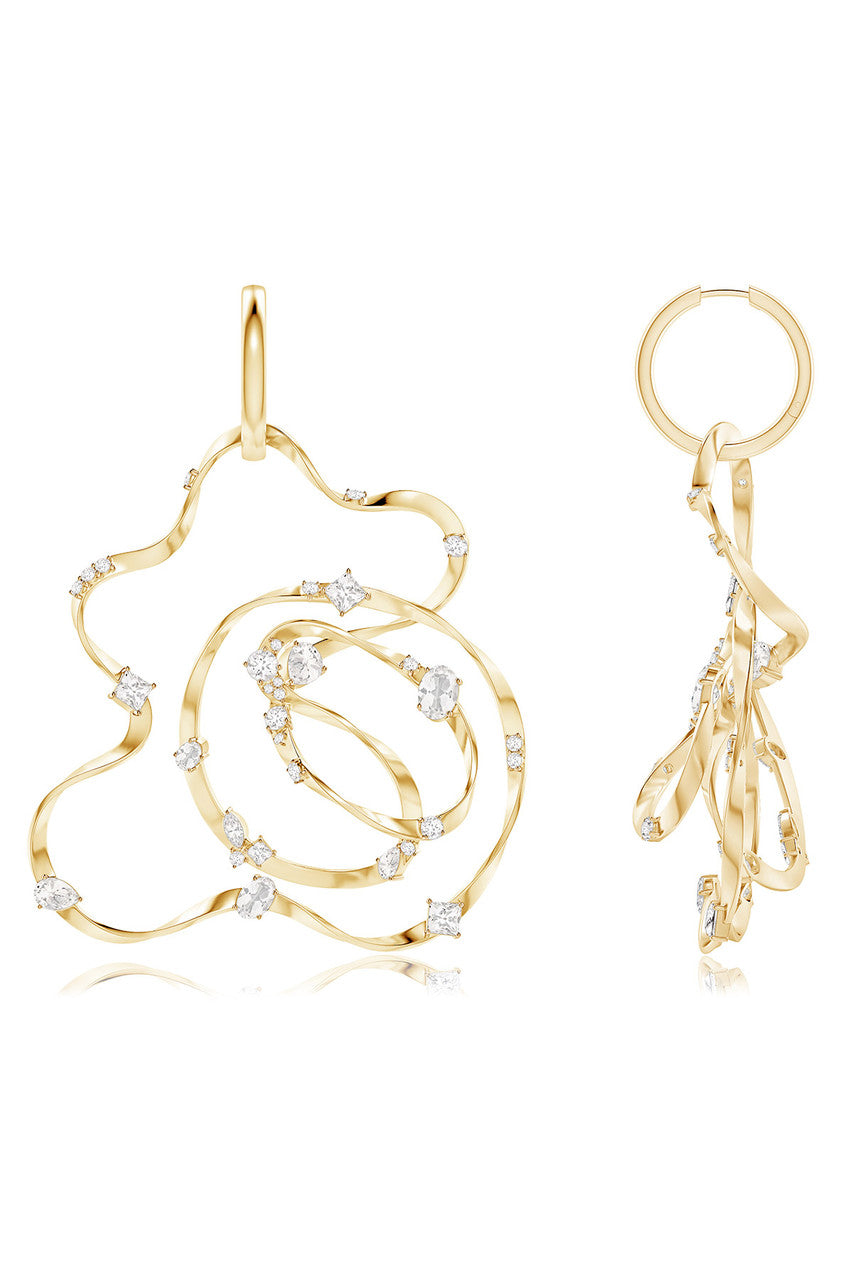 Buy Runway Collection Sakura White Topaz Giant Gold Hoop Earrings in 14K Yellow Gold Online 14K Yellow Gold