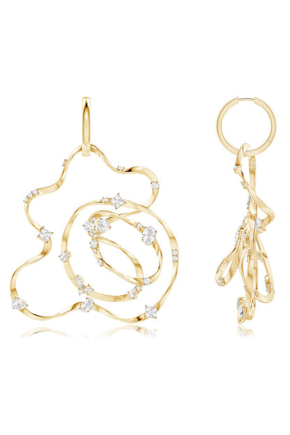 Buy Runway Collection Sakura White Topaz Giant Gold Hoop Earrings in 14K Yellow Gold Online 14K Yellow Gold