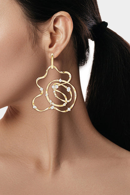 Buy Runway Collection Sakura White Topaz Giant Gold Hoop Earrings in 14K Yellow Gold Online 14K Yellow Gold