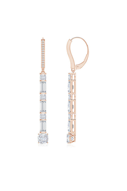 Buy Orient Express Lab-Grown 14K Gold Baguette & Cushion Diamond Long Drop Earrings in 14K Rose Gold Online 14K Rose Gold