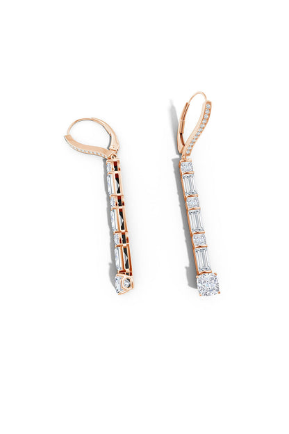 Buy Orient Express Lab-Grown 14K Gold Baguette & Cushion Diamond Long Drop Earrings in 14K Rose Gold Online 14K Rose Gold