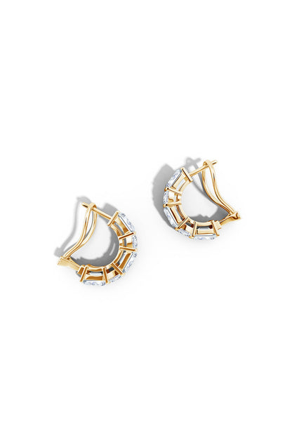 Buy Orient Express Lab-Grown 14K Gold Emerald Cut & Cushion Diamond Half Hoop Earrings in 14K Yellow Gold Online 14K Yellow Gold