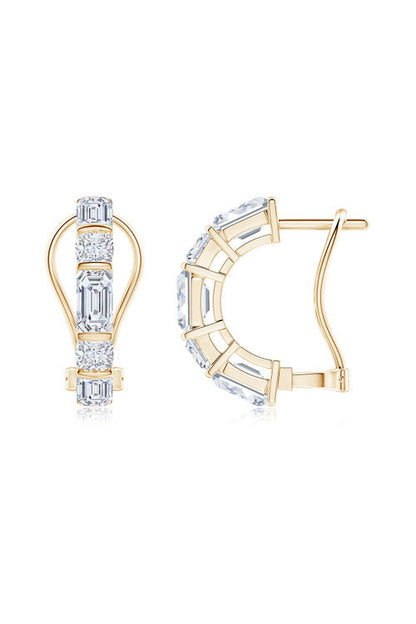 Buy Orient Express Lab-Grown 14K Gold Emerald Cut & Cushion Diamond Half Hoop Earrings in 14K Yellow Gold Online 14K Yellow Gold