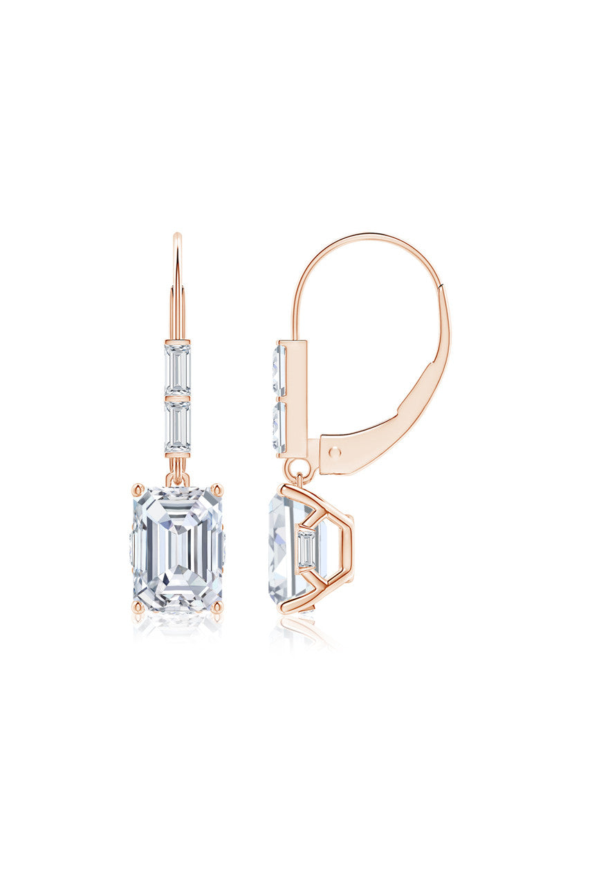 Buy Orient Express Lab-Grown 14K Gold & Emerald Cut Diamond Earrings in 14K Rose Gold Online 14K Rose Gold