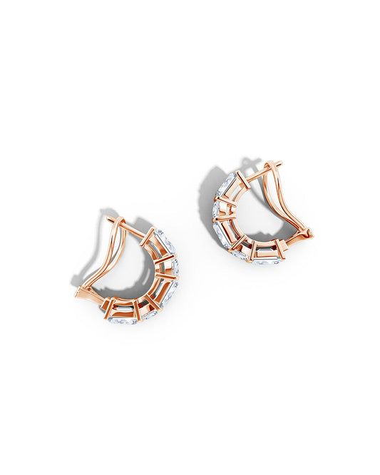 Buy Orient Express Lab-Grown 14K Gold Emerald Cut & Cushion Diamond Half Hoop Earrings in 14K Rose Gold Online 14K Rose Gold