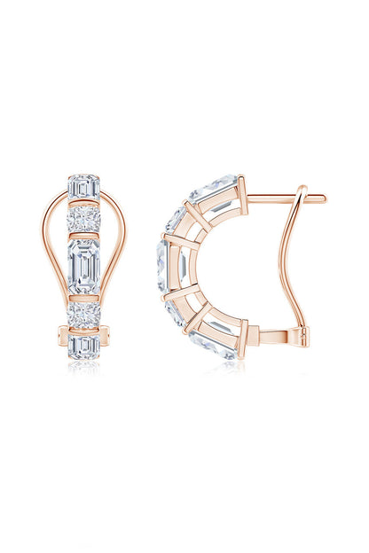 Buy Orient Express Lab-Grown 14K Gold Emerald Cut & Cushion Diamond Half Hoop Earrings in 14K Rose Gold Online 14K Rose Gold