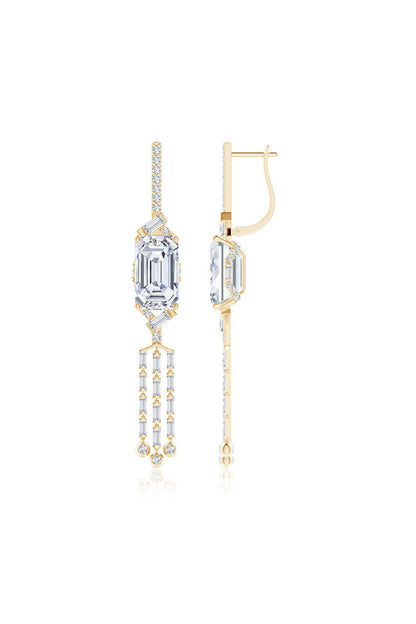 Buy Orient Express Lab-Grown 14K Gold Emerald Cut & Baguette Diamond Tassel Drop Earrings in 14K Yellow Gold Online 14K Yellow Gold